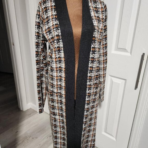 Christian Siriano Open Front Plaid Duster Sweater Sz Small - Picture 2 of 9